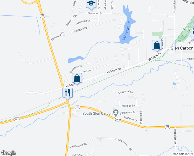 map of restaurants, bars, coffee shops, grocery stores, and more near 238 West Main Street in Glen Carbon