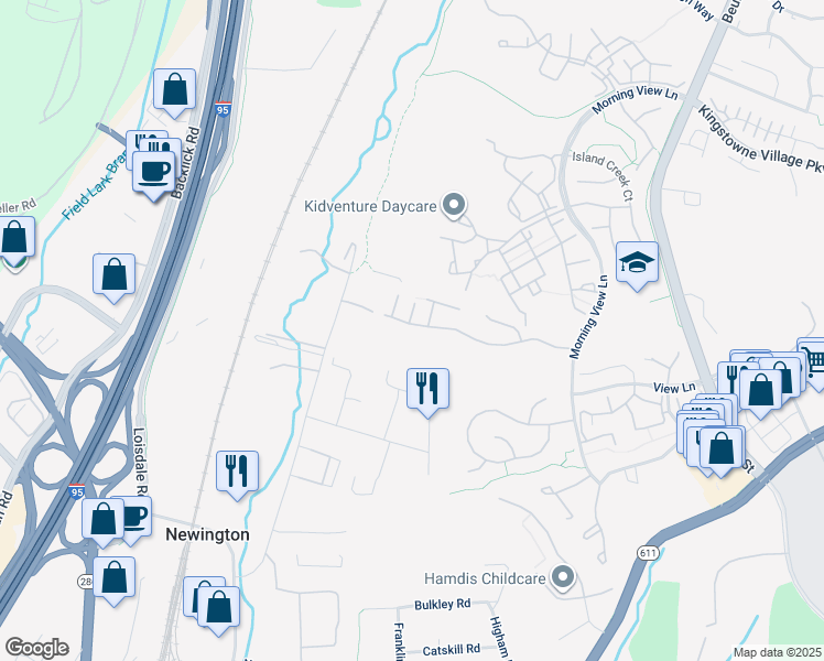 map of restaurants, bars, coffee shops, grocery stores, and more near 6919 Rolling Creek Way in Alexandria
