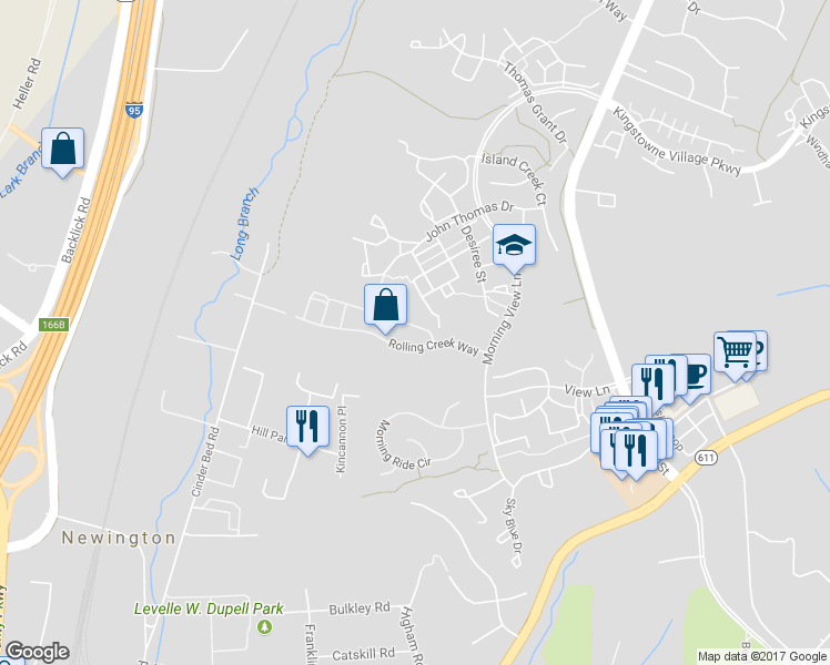 map of restaurants, bars, coffee shops, grocery stores, and more near 6805 Morning Brook Terrace in Alexandria