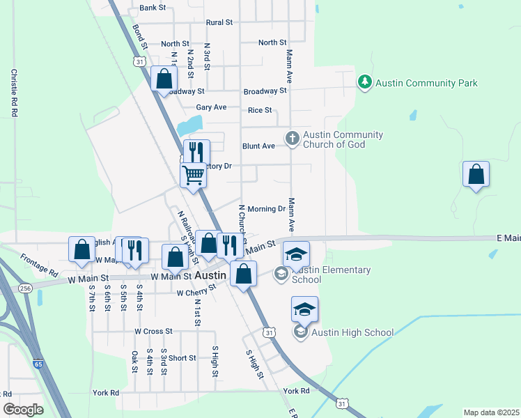 map of restaurants, bars, coffee shops, grocery stores, and more near 130 Morning Drive in Austin