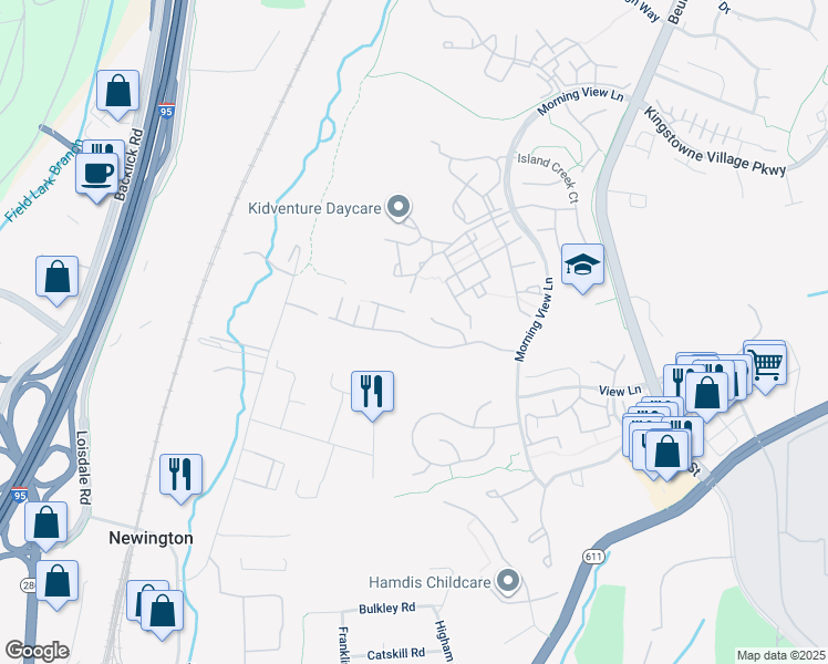 map of restaurants, bars, coffee shops, grocery stores, and more near 6868 Rolling Creek Way in Alexandria