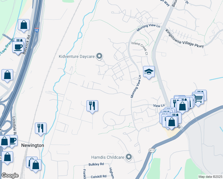 map of restaurants, bars, coffee shops, grocery stores, and more near 6807 Morning Brook Terrace in Alexandria