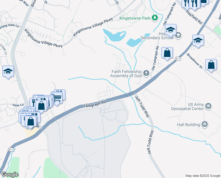 map of restaurants, bars, coffee shops, grocery stores, and more near 7916 Ashland Drive in Alexandria