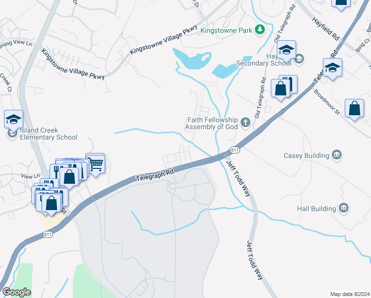 map of restaurants, bars, coffee shops, grocery stores, and more near 7916 Ashland Drive in Alexandria