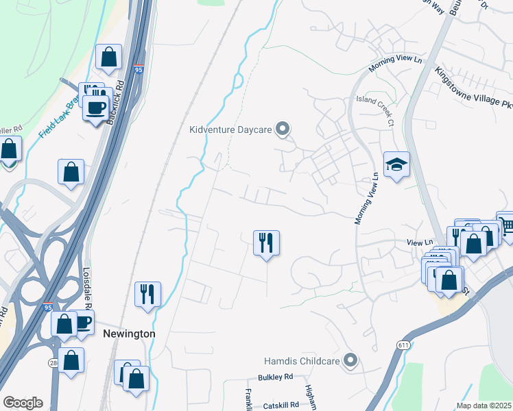 map of restaurants, bars, coffee shops, grocery stores, and more near 6919 Rolling Creek Way in Alexandria