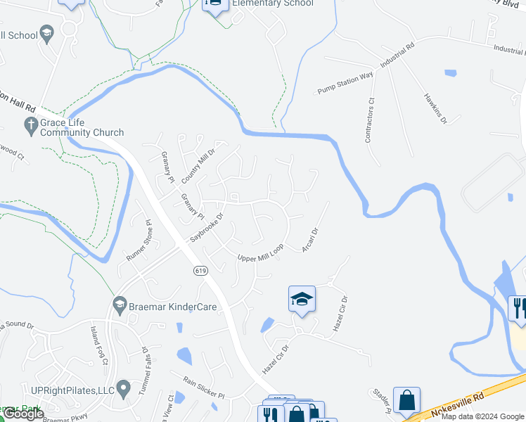 map of restaurants, bars, coffee shops, grocery stores, and more near 9805 Nugget Court in Bristow