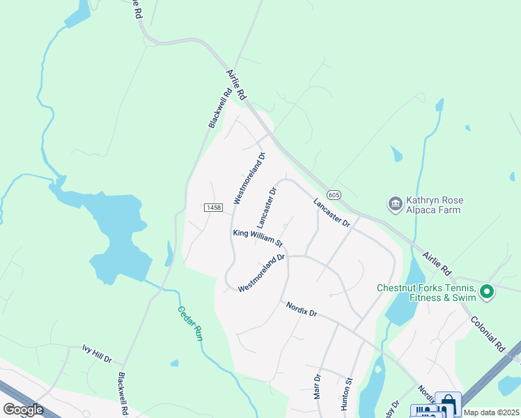 map of restaurants, bars, coffee shops, grocery stores, and more near 6608 Lancaster Drive in Warrenton
