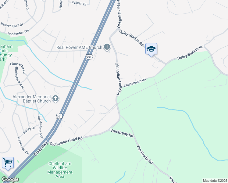 map of restaurants, bars, coffee shops, grocery stores, and more near 10601 Old Indian Head Road in Upper Marlboro