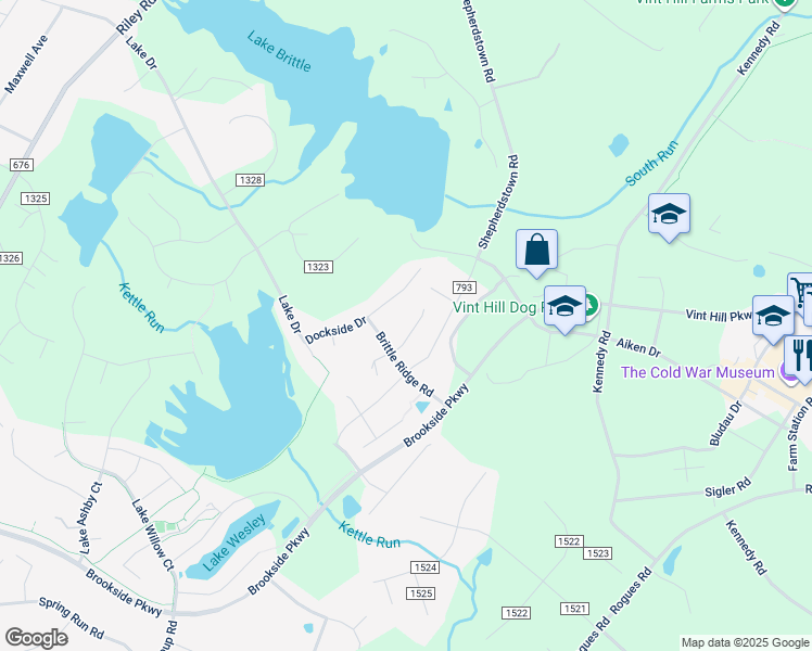 map of restaurants, bars, coffee shops, grocery stores, and more near 4604 Bee Court in Warrenton