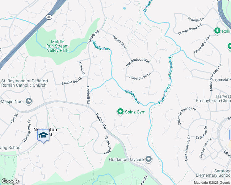 map of restaurants, bars, coffee shops, grocery stores, and more near 7737 Middle Valley Drive in Springfield