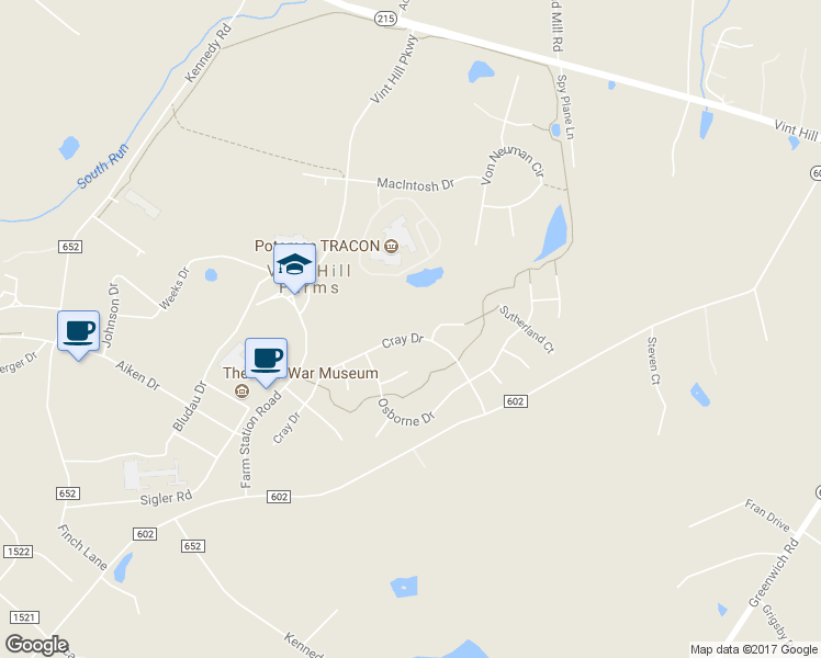 map of restaurants, bars, coffee shops, grocery stores, and more near 4070 Cray Drive in Warrenton