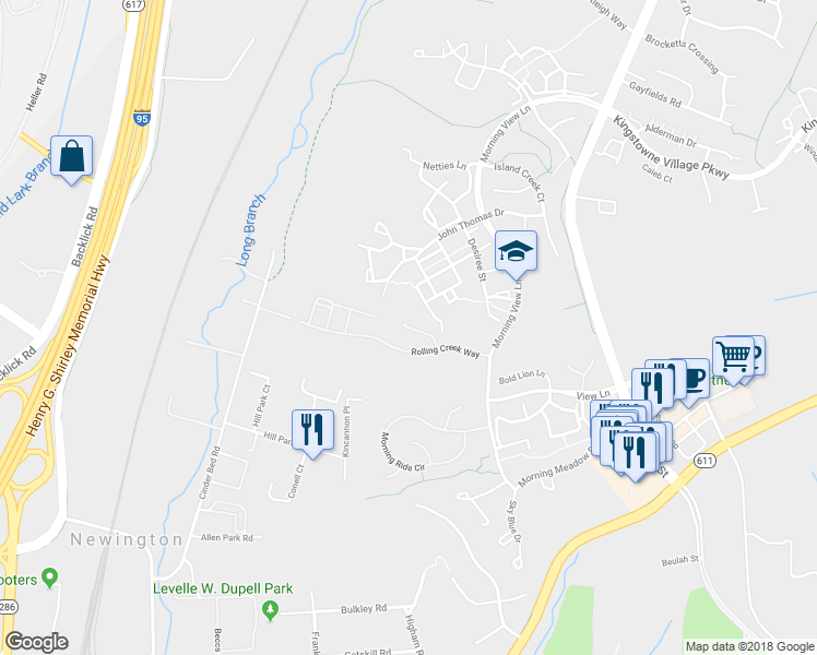 map of restaurants, bars, coffee shops, grocery stores, and more near 6813 Morning Brook Terrace in Alexandria