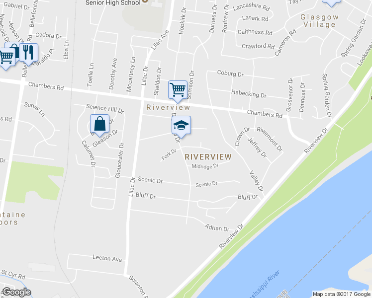 map of restaurants, bars, coffee shops, grocery stores, and more near 9830 Diamond Drive in St. Louis