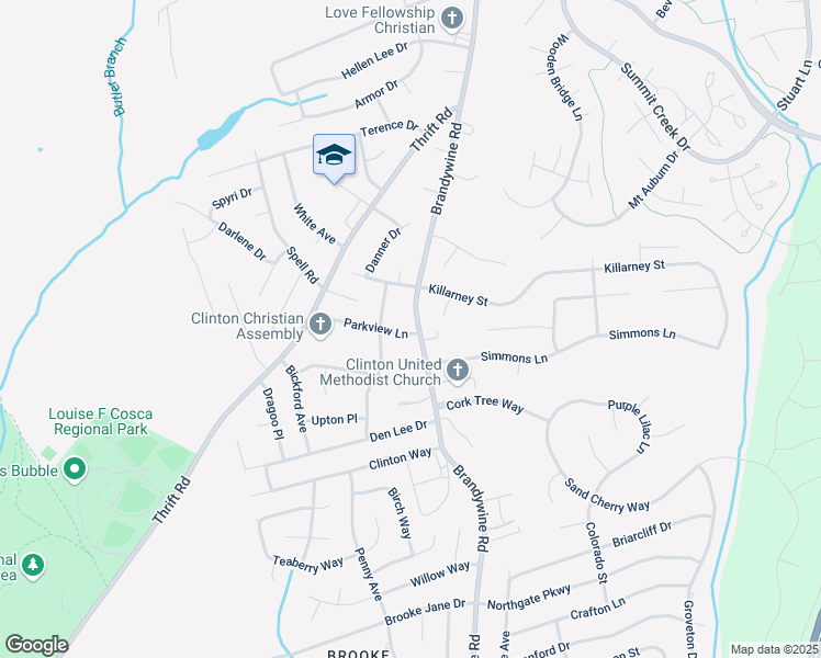 map of restaurants, bars, coffee shops, grocery stores, and more near 10505 Brandywine Road in Clinton