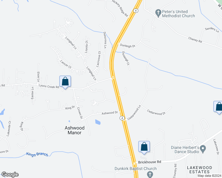 map of restaurants, bars, coffee shops, grocery stores, and more near 11941 Lexington Drive in Dunkirk