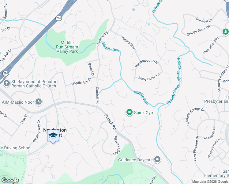 map of restaurants, bars, coffee shops, grocery stores, and more near 7722 Middle Valley Drive in Springfield