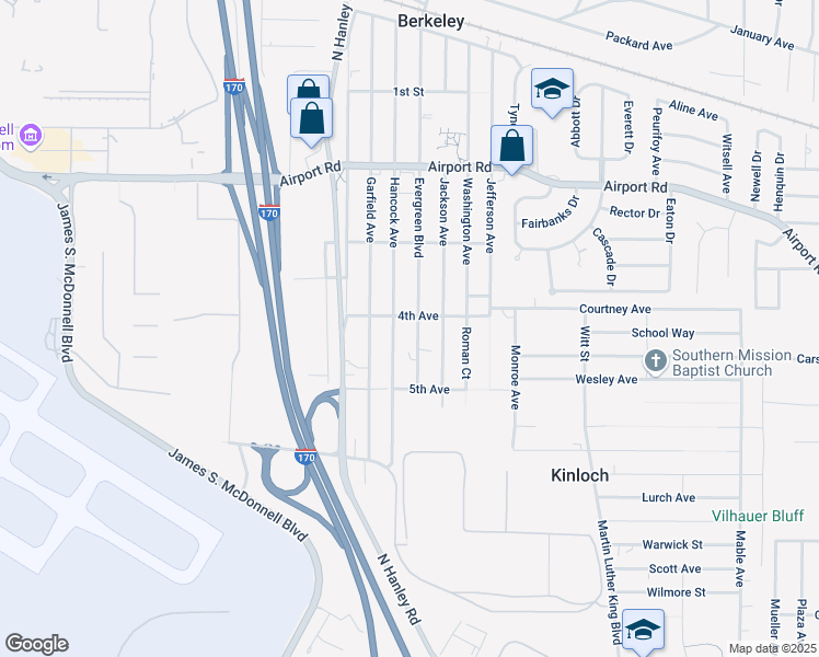 map of restaurants, bars, coffee shops, grocery stores, and more near 5950 Evergreen Boulevard in Berkeley