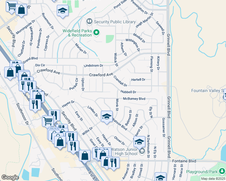 map of restaurants, bars, coffee shops, grocery stores, and more near 766 Rundle Court in Colorado Springs