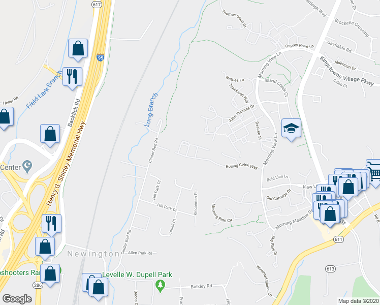 map of restaurants, bars, coffee shops, grocery stores, and more near 7850 Locust Leaf Lane in Alexandria