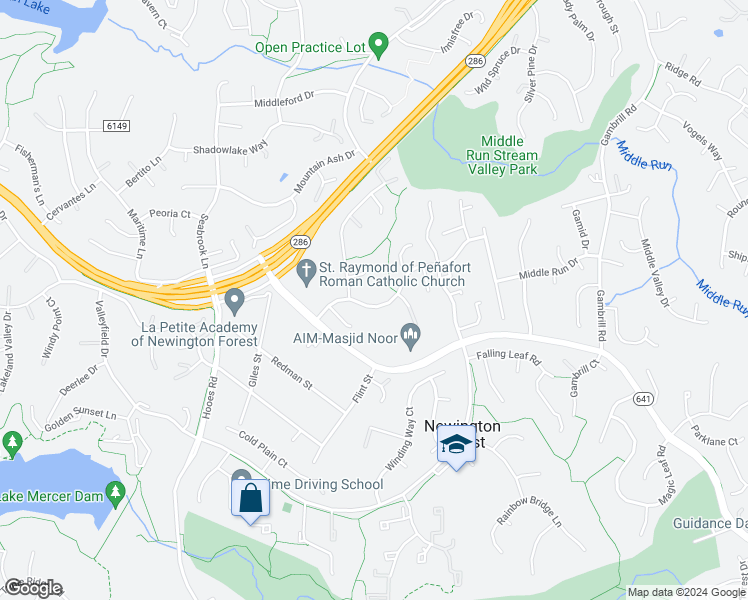 map of restaurants, bars, coffee shops, grocery stores, and more near 8620 Groveland Drive in Springfield