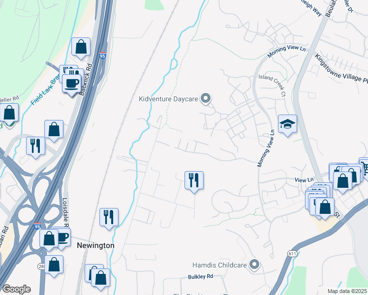 map of restaurants, bars, coffee shops, grocery stores, and more near 7866 Birch Branch Terrace in Alexandria