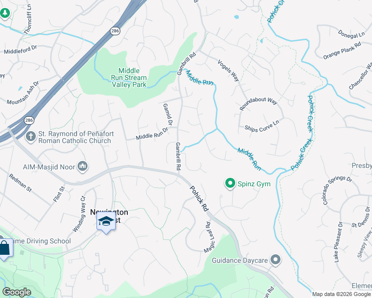 map of restaurants, bars, coffee shops, grocery stores, and more near 7801 Gambrill Road in Springfield