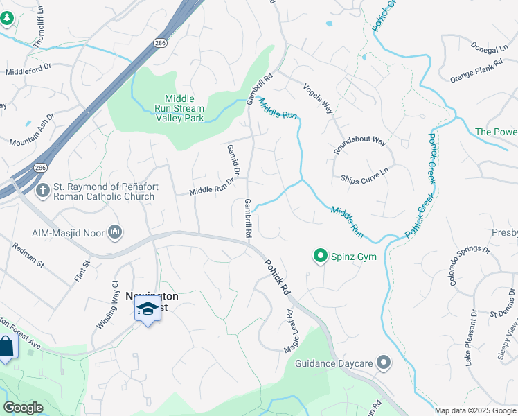 map of restaurants, bars, coffee shops, grocery stores, and more near 7801 Gambrill Road in Springfield