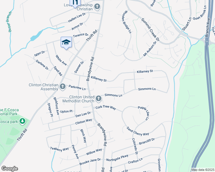 map of restaurants, bars, coffee shops, grocery stores, and more near 6502 Tall Woods Way in Clinton