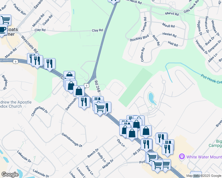 map of restaurants, bars, coffee shops, grocery stores, and more near 16961 Kings Highway in Lewes