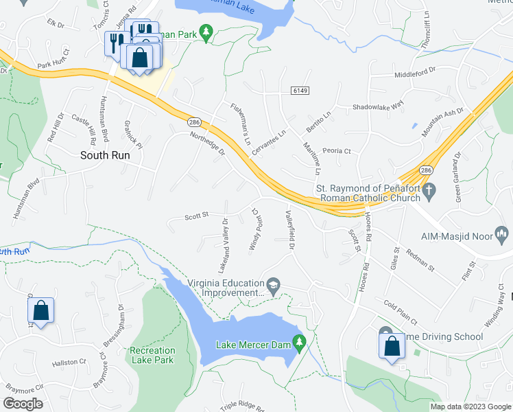 map of restaurants, bars, coffee shops, grocery stores, and more near 9019 Scott Street in Springfield