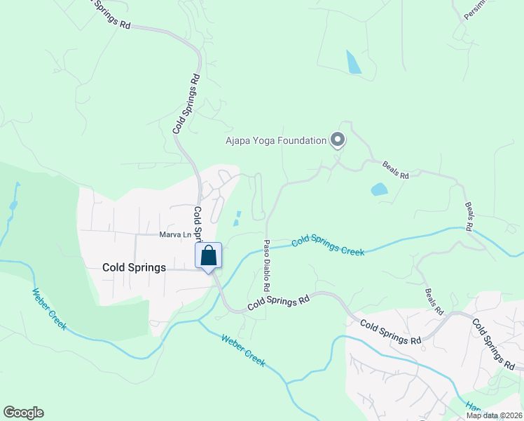 map of restaurants, bars, coffee shops, grocery stores, and more near 1525 Cold Springs Road in Placerville