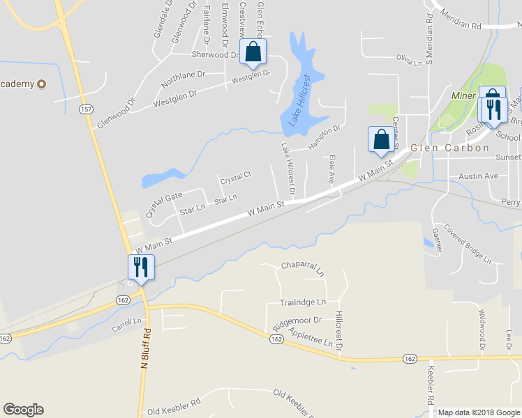 map of restaurants, bars, coffee shops, grocery stores, and more near 247 West Main Street in Glen Carbon