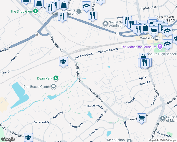 map of restaurants, bars, coffee shops, grocery stores, and more near 9528 McKinley Avenue in Manassas