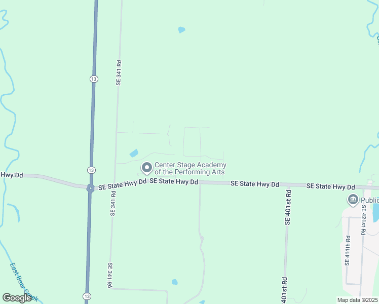 map of restaurants, bars, coffee shops, grocery stores, and more near 357 Southeast State Highway Dd in Warrensburg