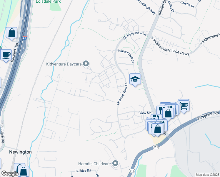 map of restaurants, bars, coffee shops, grocery stores, and more near 6616 Charles Green Square in Alexandria