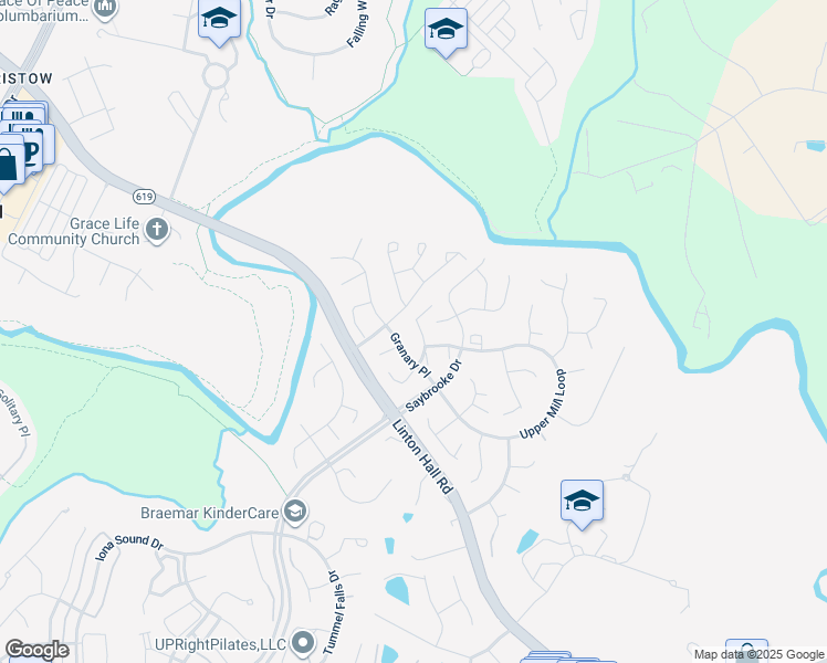 map of restaurants, bars, coffee shops, grocery stores, and more near 12040 Elliots Oak Place in Linton Hall