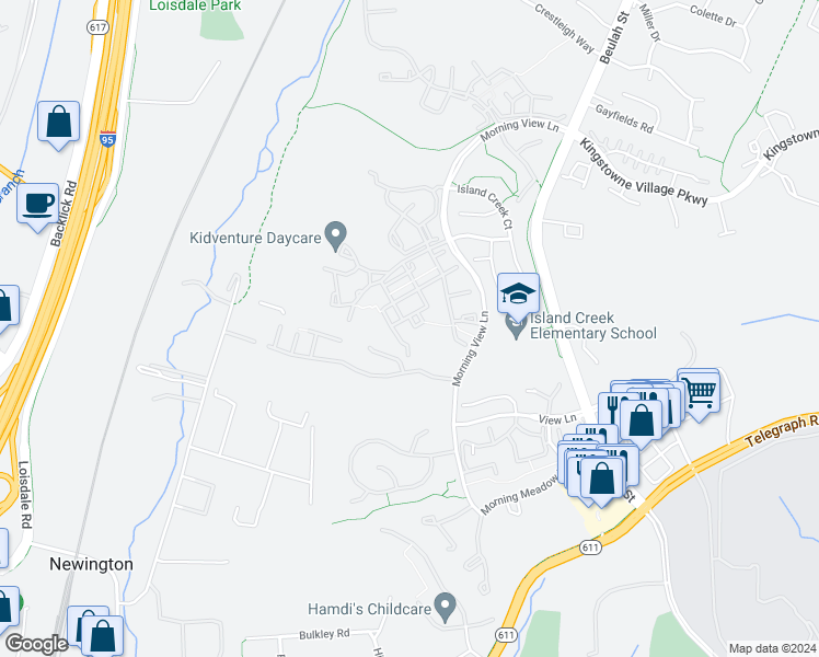 map of restaurants, bars, coffee shops, grocery stores, and more near 6600 Charles Green Square in Alexandria