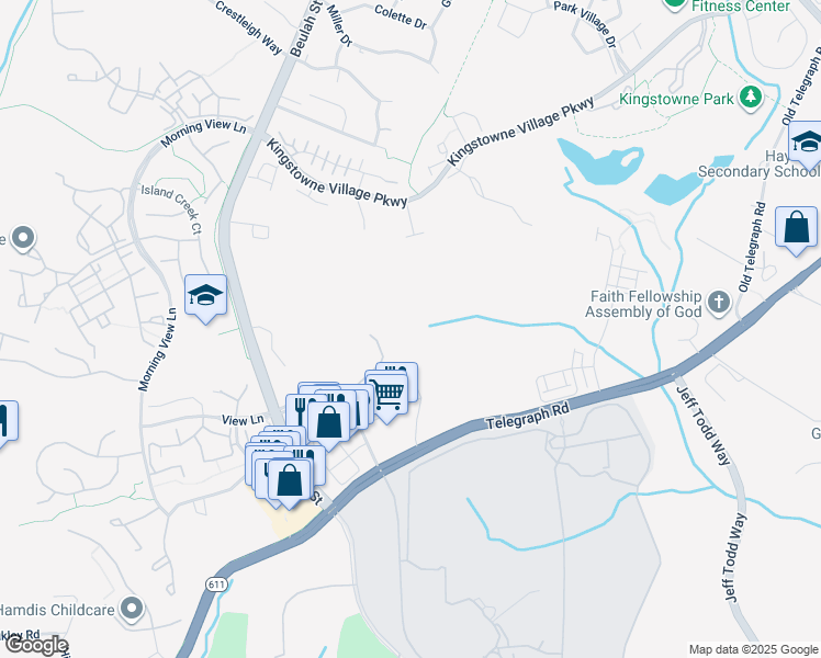 map of restaurants, bars, coffee shops, grocery stores, and more near 6380 Clemaline Boulevard in Kingstowne