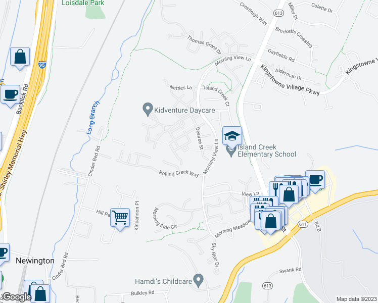map of restaurants, bars, coffee shops, grocery stores, and more near 6616 Charles Green Square in Alexandria