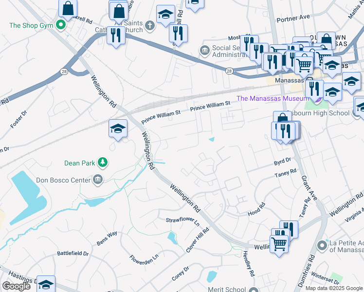 map of restaurants, bars, coffee shops, grocery stores, and more near 9516 McKinley Avenue in Manassas