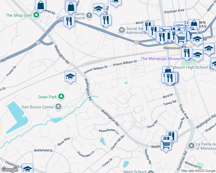 map of restaurants, bars, coffee shops, grocery stores, and more near 9516 McKinley Avenue in Manassas
