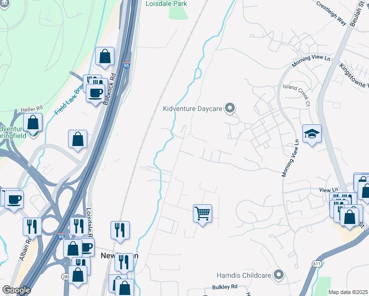 map of restaurants, bars, coffee shops, grocery stores, and more near 7803 Cinder Bed Road in Lorton