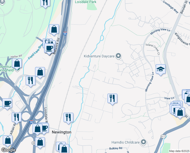 map of restaurants, bars, coffee shops, grocery stores, and more near 7803 Cinder Bed Road in Lorton