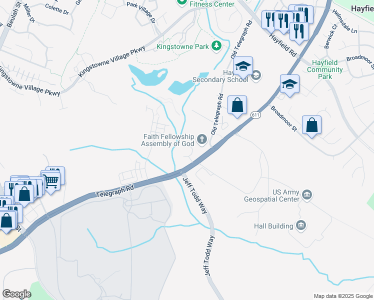 map of restaurants, bars, coffee shops, grocery stores, and more near 6066 Piney Woods Court in Alexandria