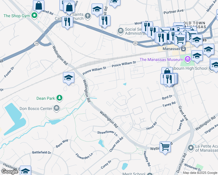 map of restaurants, bars, coffee shops, grocery stores, and more near 9512 McKinley Ave in Manassas