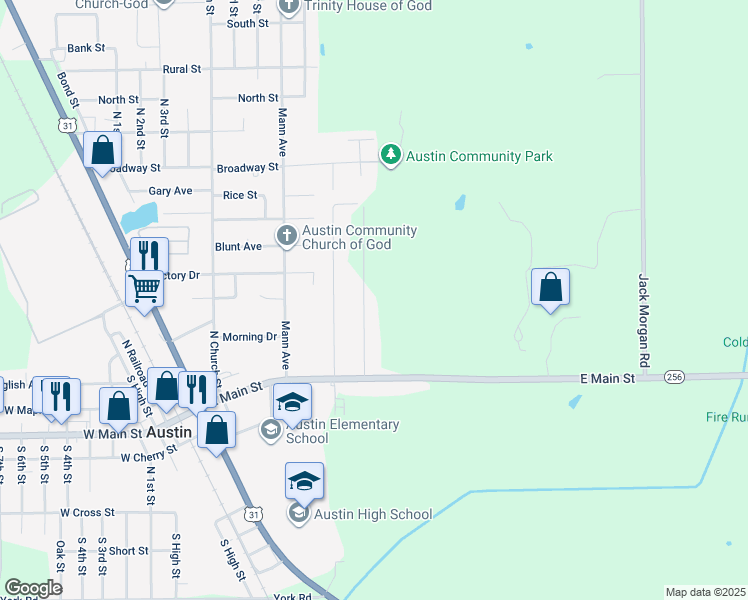 map of restaurants, bars, coffee shops, grocery stores, and more near 235 Audrey Lane in Austin