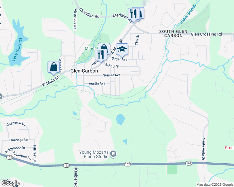map of restaurants, bars, coffee shops, grocery stores, and more near 233 Summit Avenue in Glen Carbon