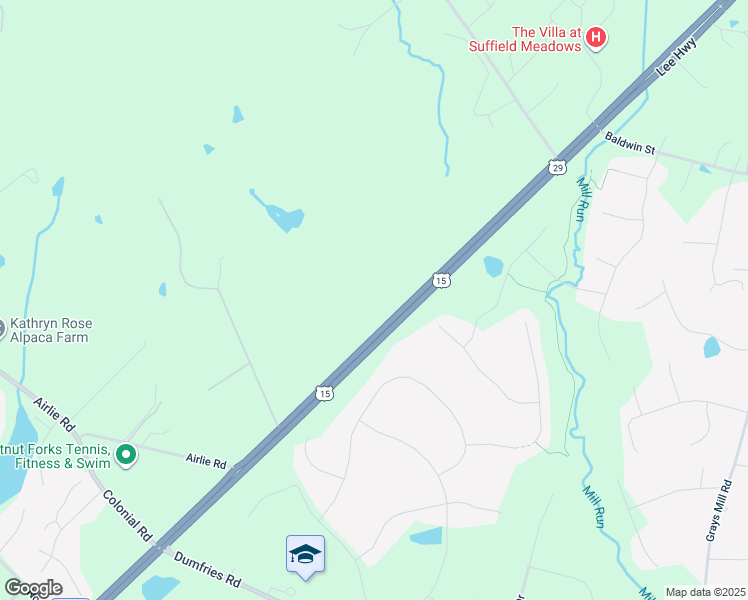 map of restaurants, bars, coffee shops, grocery stores, and more near 6134 Lee Highway in Warrenton