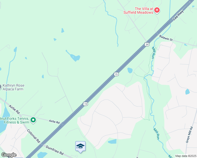 map of restaurants, bars, coffee shops, grocery stores, and more near 6134 Lee Highway in Warrenton