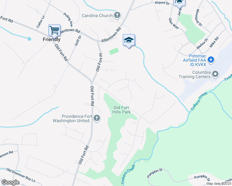 map of restaurants, bars, coffee shops, grocery stores, and more near 10313 Musket Court in Fort Washington